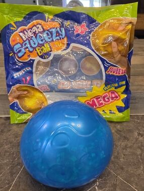 Mega Squeezy Ball Squishy Blue Stress Ball Fidget Toy Huge & Heavy